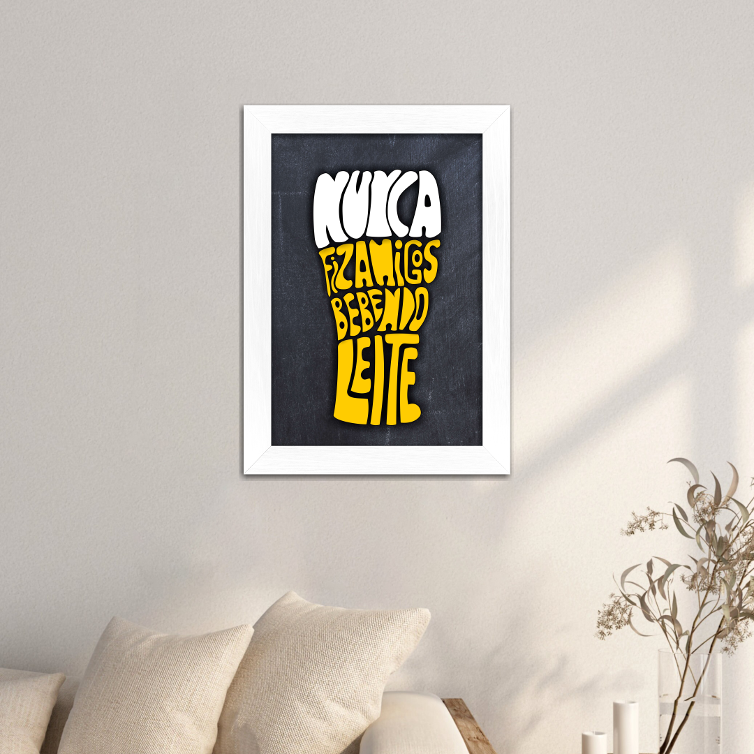 Quadro Decorativo Frase Nunca Black Vintage