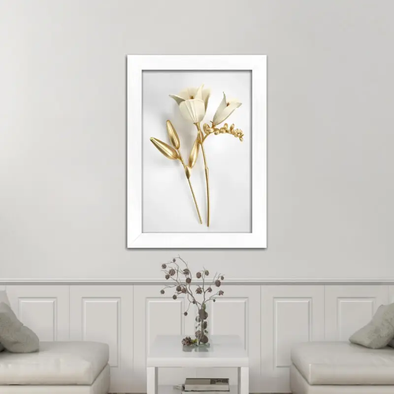 Quadro-Decorativo-Flores-Dourada