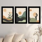 Kit 3 Quadros - Paisagem - Moldura Preta -