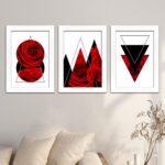 Kit 3 Quadros Rosas-Geométrica - Imagem 2