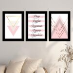 Kit 3 Quadros Orar-Confiar - Moldura Preta -