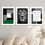 Kit 3 Quadros-Frase Leão-olhos-verdes - Imagem 2