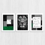 Kit 3 Quadros-Frase Leão-olhos-verdes - Imagem 4