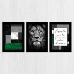 Kit 3 Quadros-Frase Leão-olhos-verdes - Imagem 3