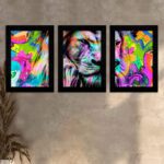 Kit 3 Quadros Arte-Leão - Moldura Preta -