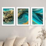 Kit 3 Quadros Abstrato-Azul - Imagem 2