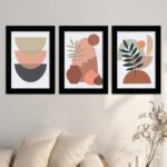 Kit 3 Quadros Plantas-Minimalista - Moldura Preta -