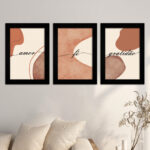 Kit 3 Quadros Boho-Chic Fé... - Modelo Classico - Moldura Preta - Ambientado