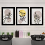 Kit 3 Quadros Chic-Plantas - Moldura Preta -