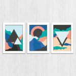 Kit 3 Quadros Paisagem-azul-branca - Imagem 3
