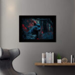 Quadro Decorativo Tigre-olho-Azul - Moldura Preta -