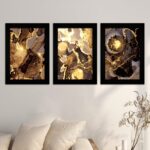 Kit 3 Abstrato Dourado