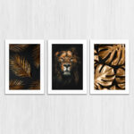 Kit 3 Quadros-Floral-e-Leão - Imagem 4