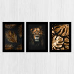 Kit 3 Quadros-Floral-e-Leão - Imagem 3