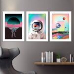 Kit 3 Quadros-Arte-Astronauta - Imagem 2