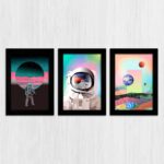 Kit 3 Quadros-Arte-Astronauta - Imagem 3