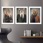Kit 3 Quadros-Animais-de-roupa - Imagem 2