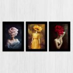 Kit 3 Quadros-Mulheres-Floridas - Imagem 3
