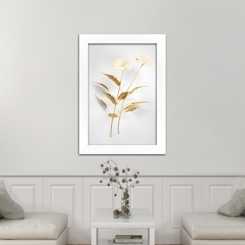Quadro-Decorativo-Margaridas-Caule-Dourada