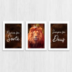 Kit 3 Quadros - Leão Rei Nunca foi Sorte - Imagem 4
