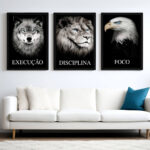 Kit 3 Quadros Decorativos Animais