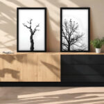 Kit 2 Quadros Árvores Preto e Branco