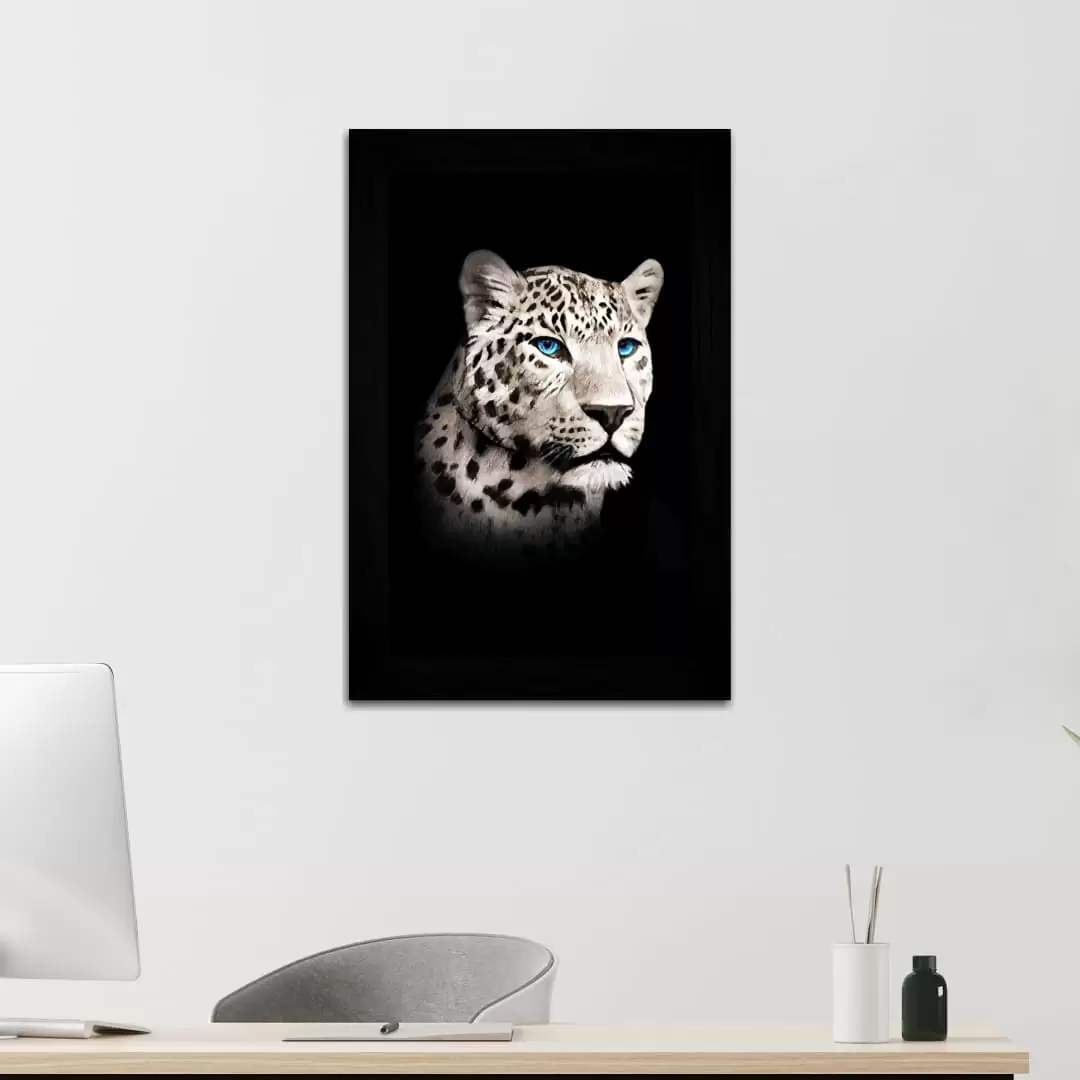 Quadro Decorativo Animais - Onça - Moldura Preta -