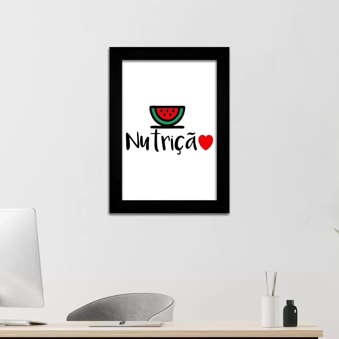 Quadro Decorativo Frase- Nutrição - Moldura Preta -
