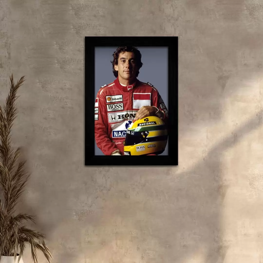 Quadro Decorativo Famosos - Senna - Moldura Preta -