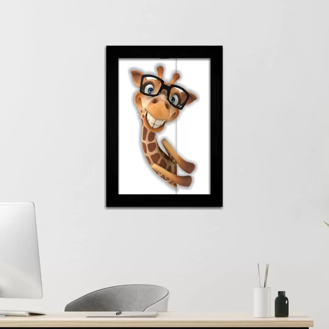 Quadro Decorativo Foto- Girafa - Moldura Preta - Quadro Decorativo Foto- Girafa - Moldura Preta -