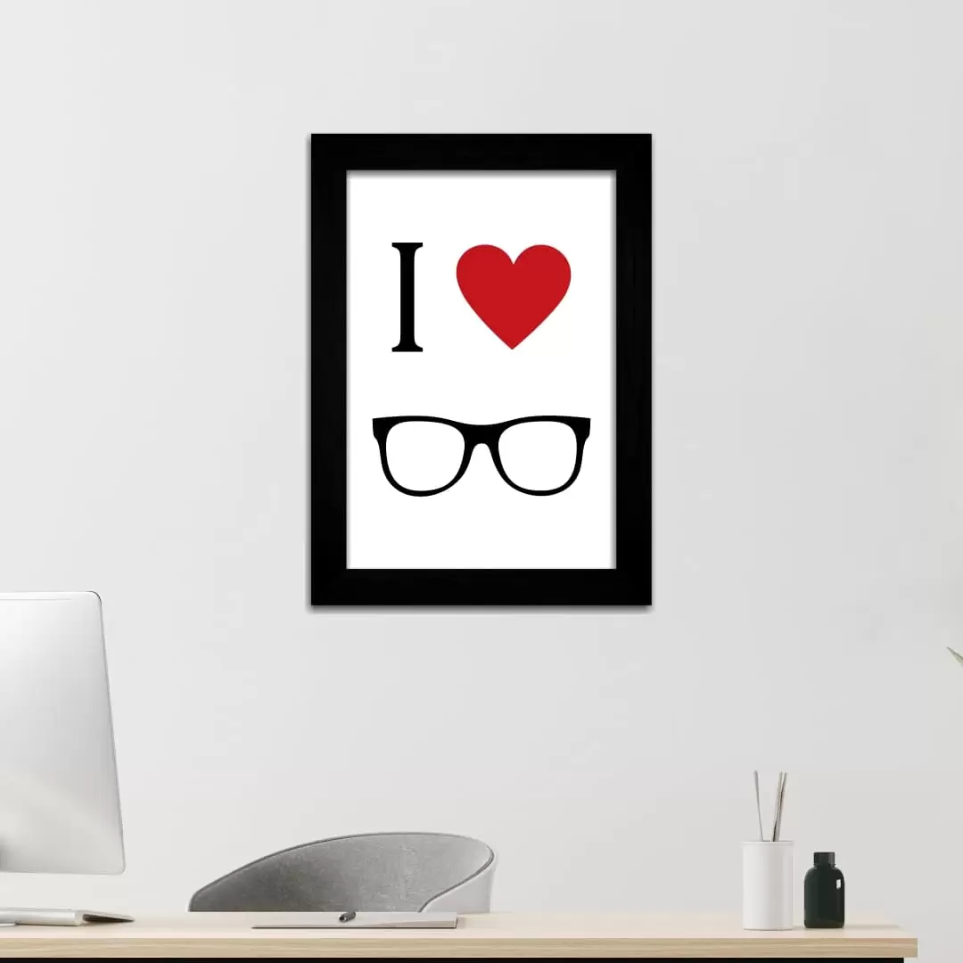 Quadro Decorativo Frase - Óculos - Moldura Preta -