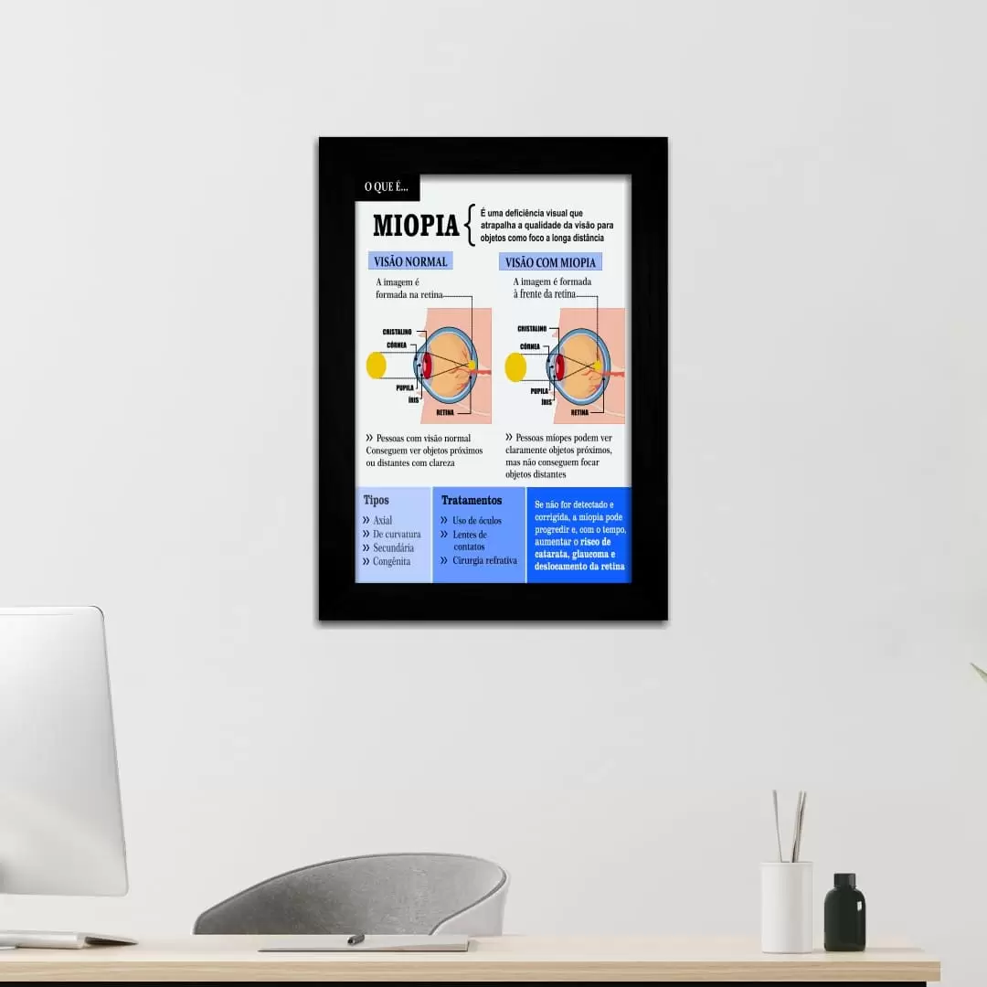 Quadro Decorativo Frase - Miopia - Moldura Preta -