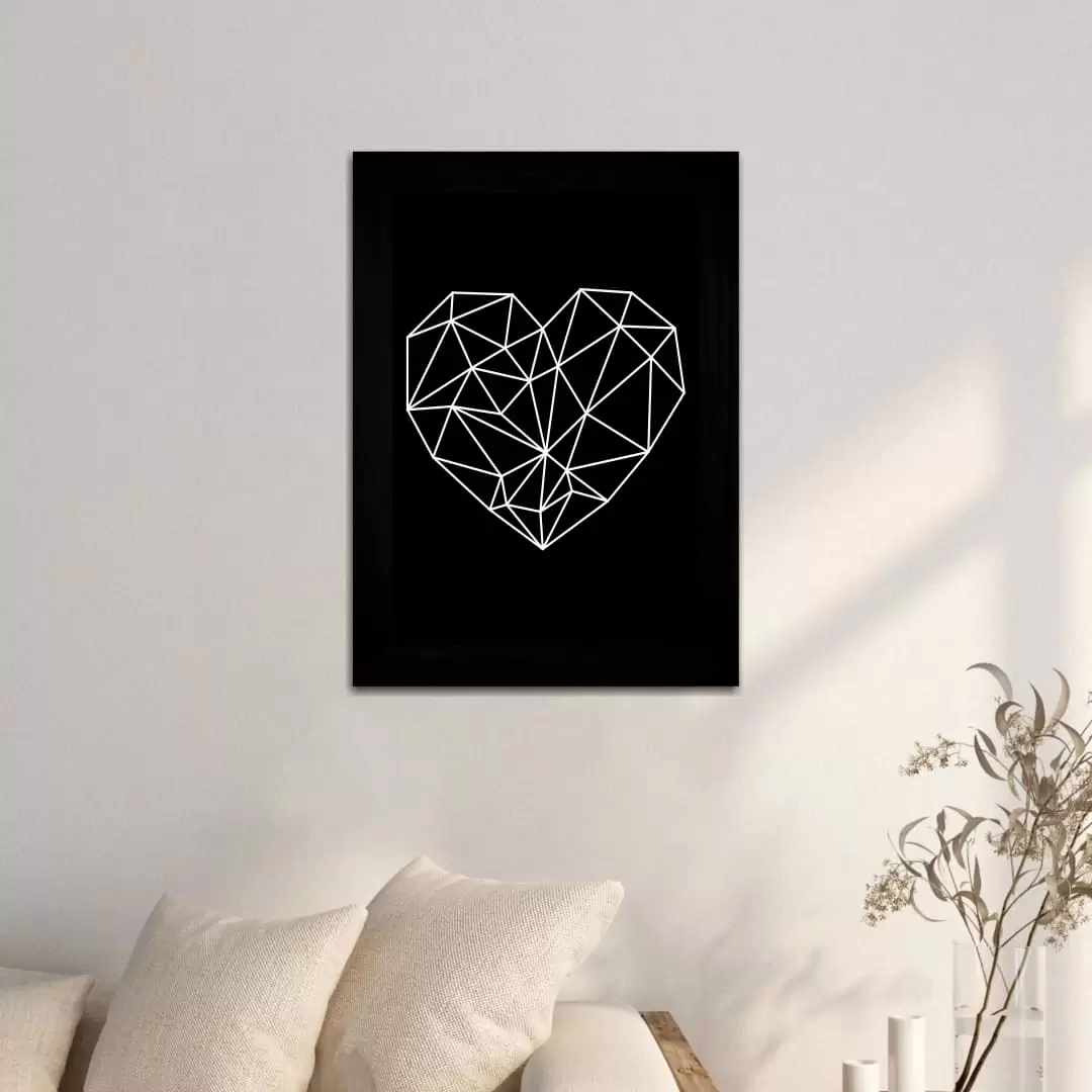 Quadro Decorativo Abstrato - Coração - Moldura Preta - Quadro Decorativo Abstrato - Coração - Moldura Preta -