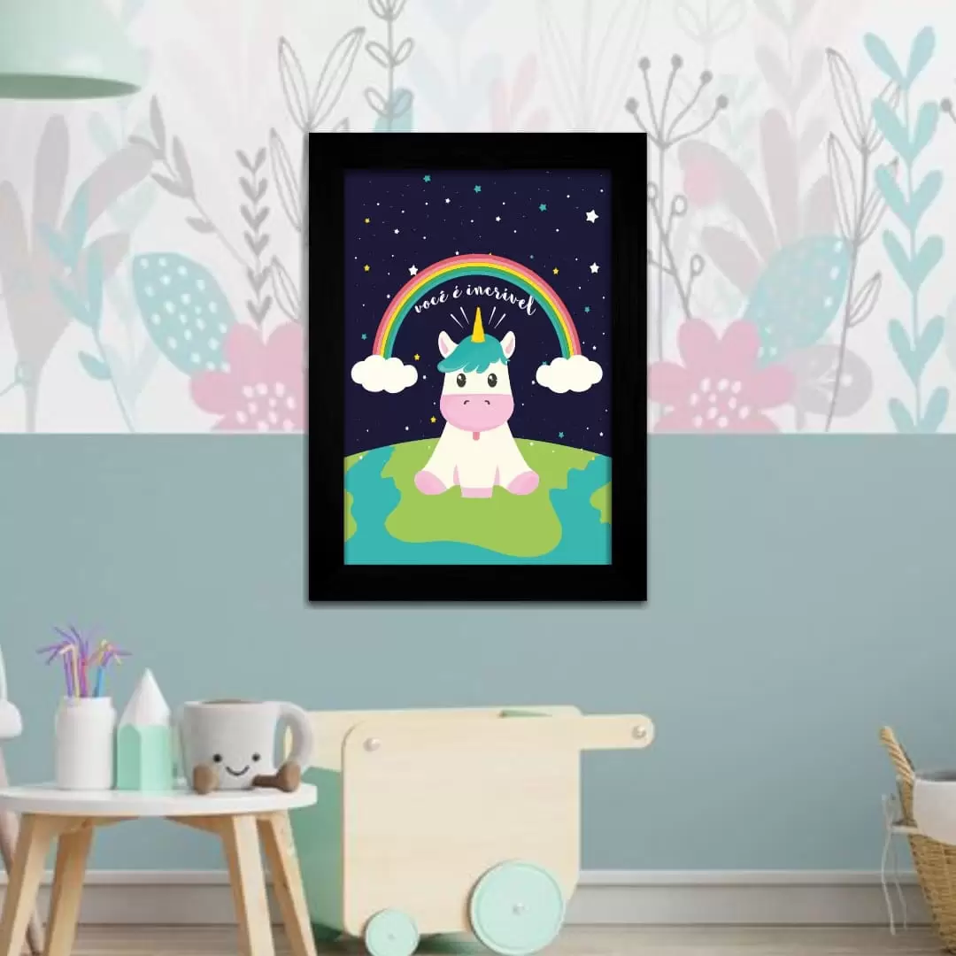 Quadro Decorativo Unicórnio Arco-Íris - Imagem 2