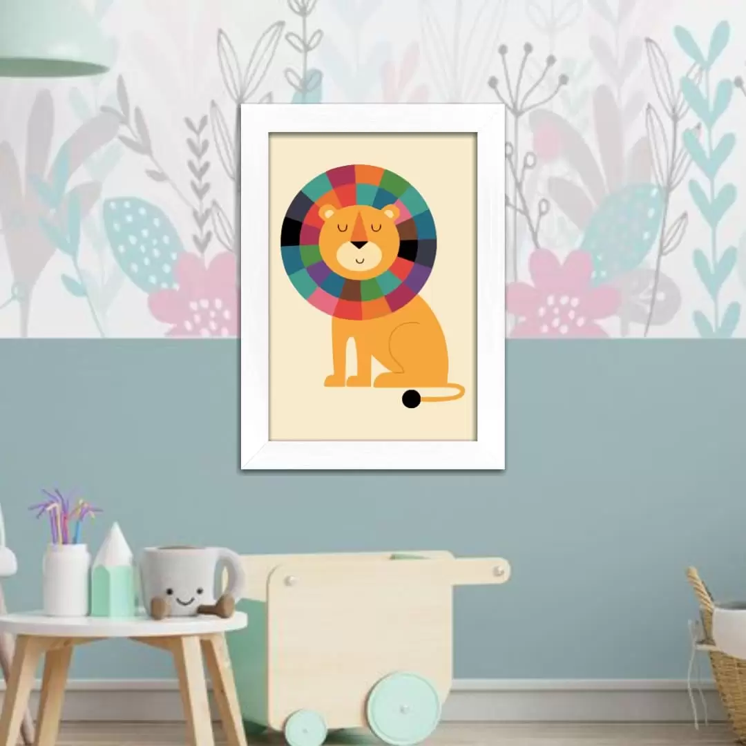 Quadro Decorativo Animais - Leão - Moldura Preta - Quadro Decorativo Animais - Leão - Moldura Preta -