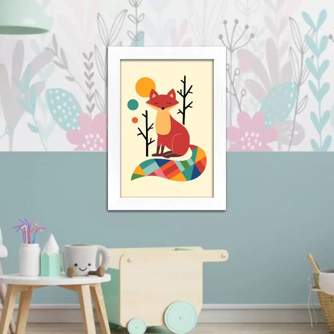 Quadro Decorativo Animais - Raposa - Moldura Preta -