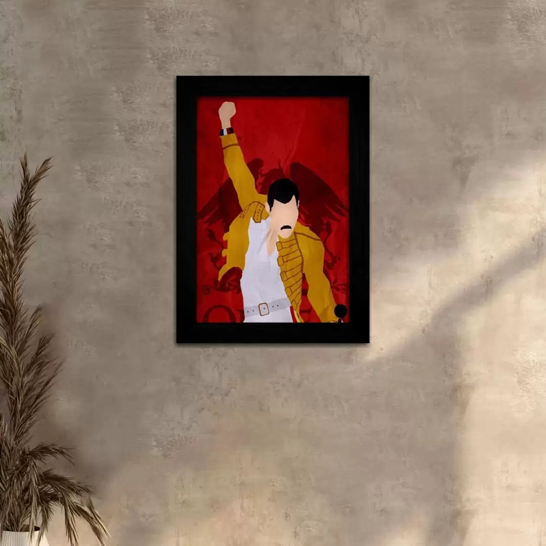Quadro Decorativo Freddie-Mercury Art - Moldura Preta -