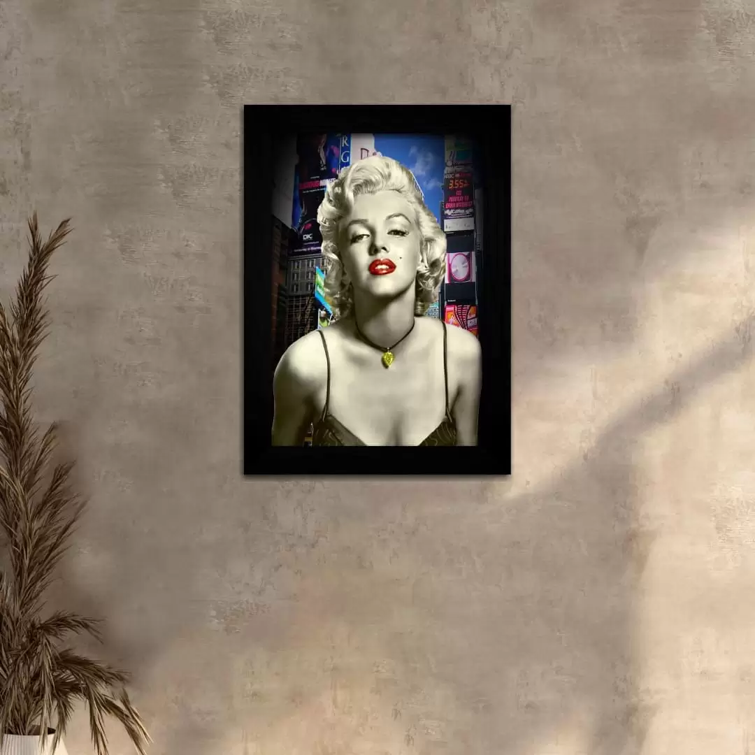 Quadro Decorativo Marilyn-Monroe Cidade - Moldura Preta -