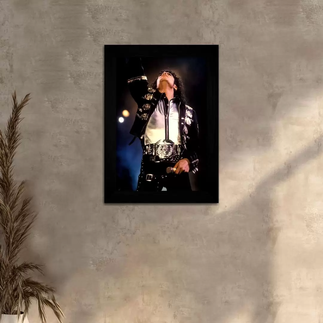 Quadro Decorativo Michael-Jackson Cantor - Moldura Preta -