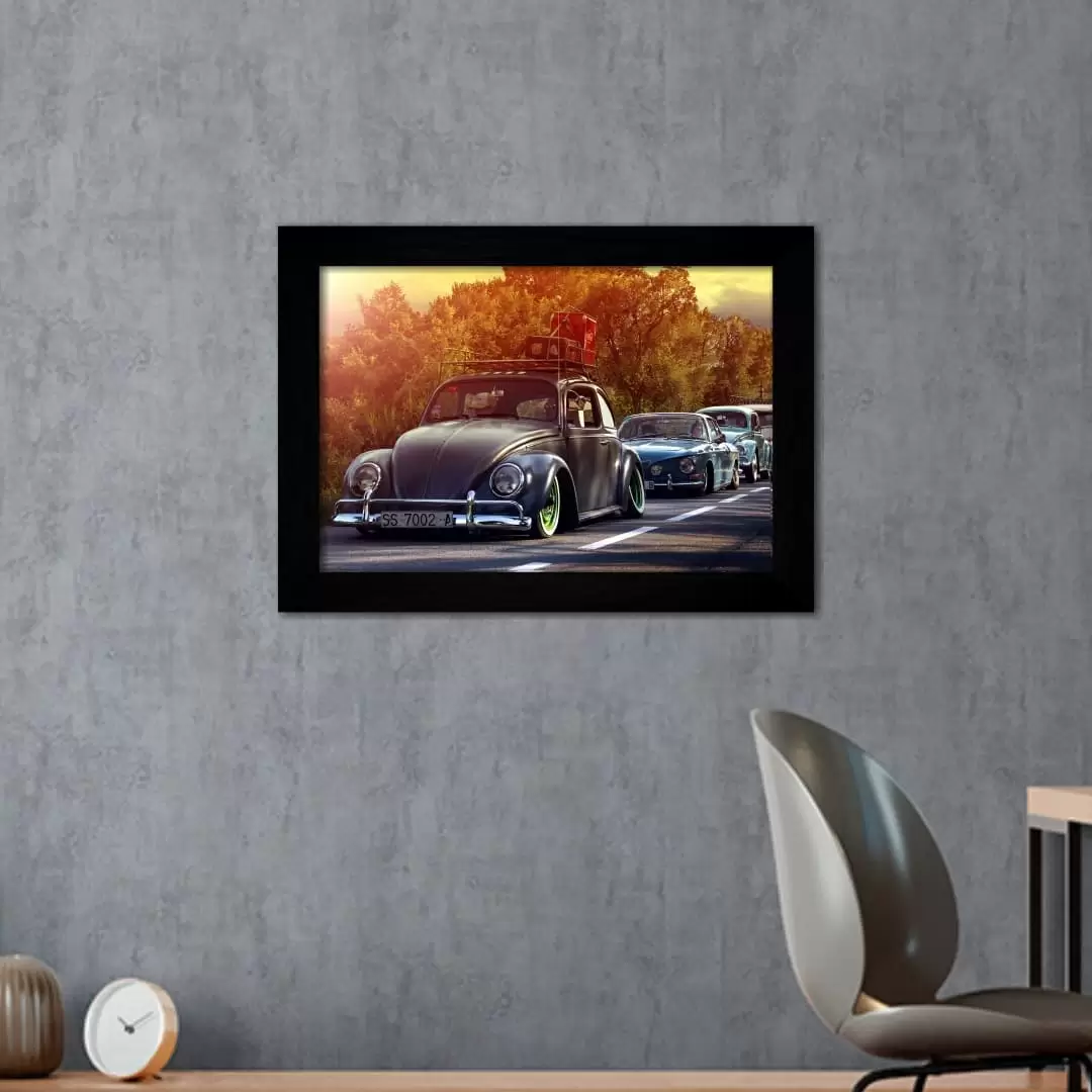 Quadro Decorativo Carros Convenção - Moldura Preta -