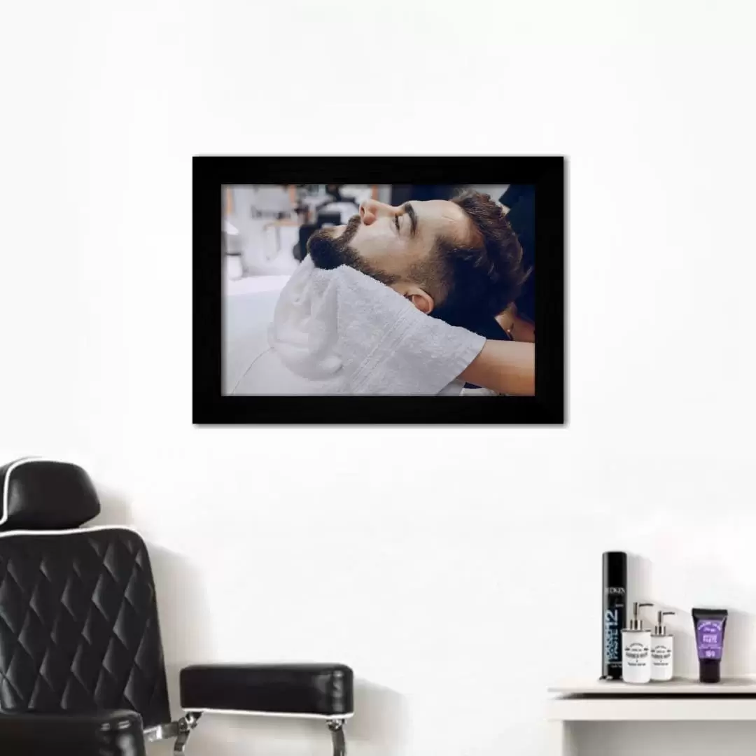 Quadro Decorativo Corte de Barba - Moldura Preta - Quadro Decorativo Corte de Barba - Moldura Preta -