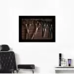 Quadro Decorativo Barbeiro Tesouras - Moldura Preta -