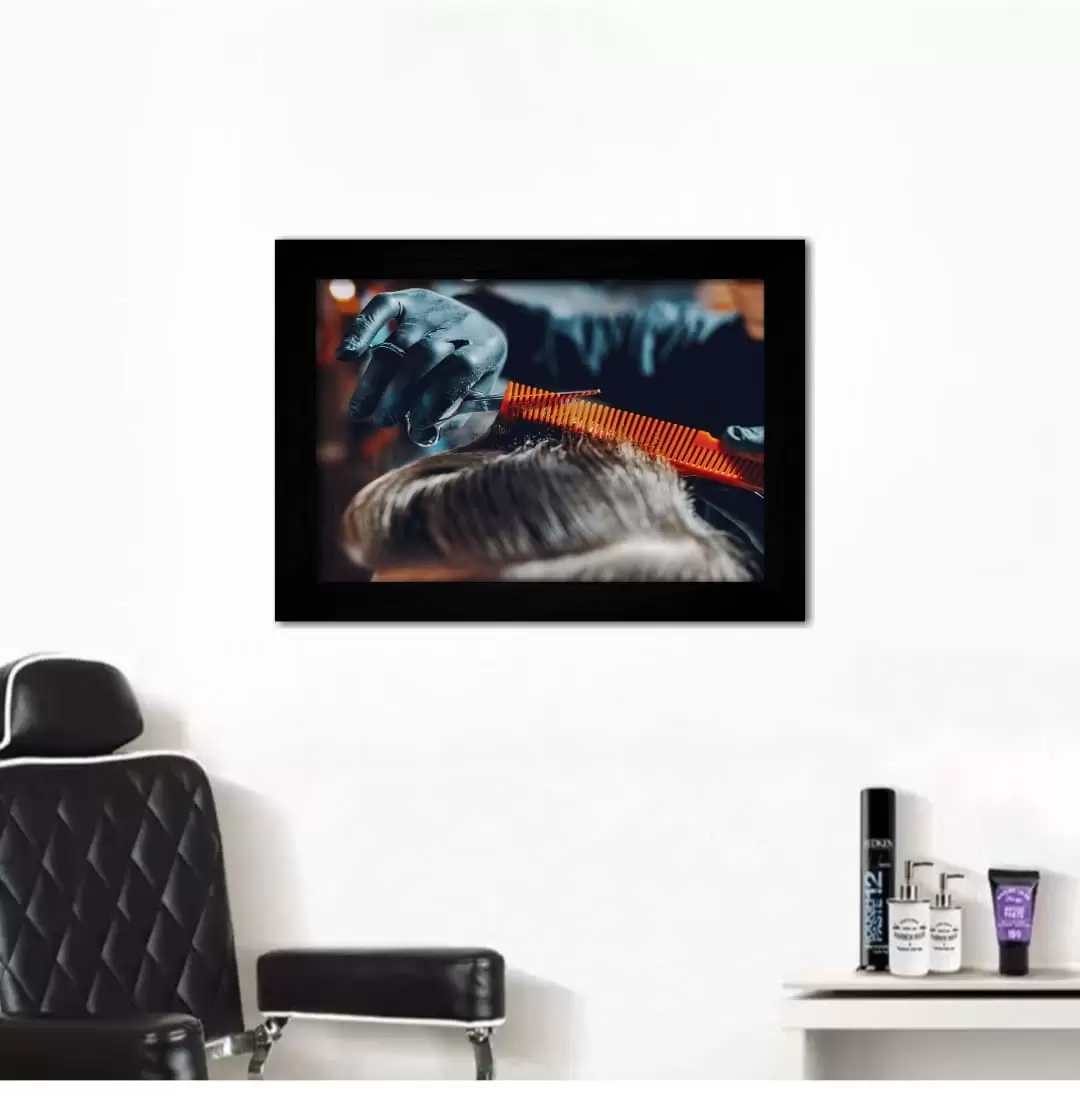 Quadro Decorativo Corte de Cabelo - Moldura Preta - Quadro Decorativo Corte de Cabelo - Moldura Preta -