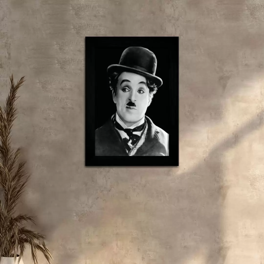 Quadro Decorativo Charlie Chaplin - Moldura Preta - Quadro Decorativo Charlie Chaplin - Moldura Preta -
