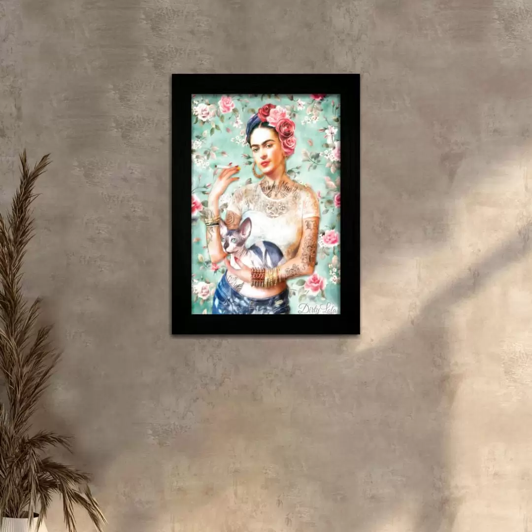 Quadro Decorativo Frida Kahlo-Florido - Moldura Preta -