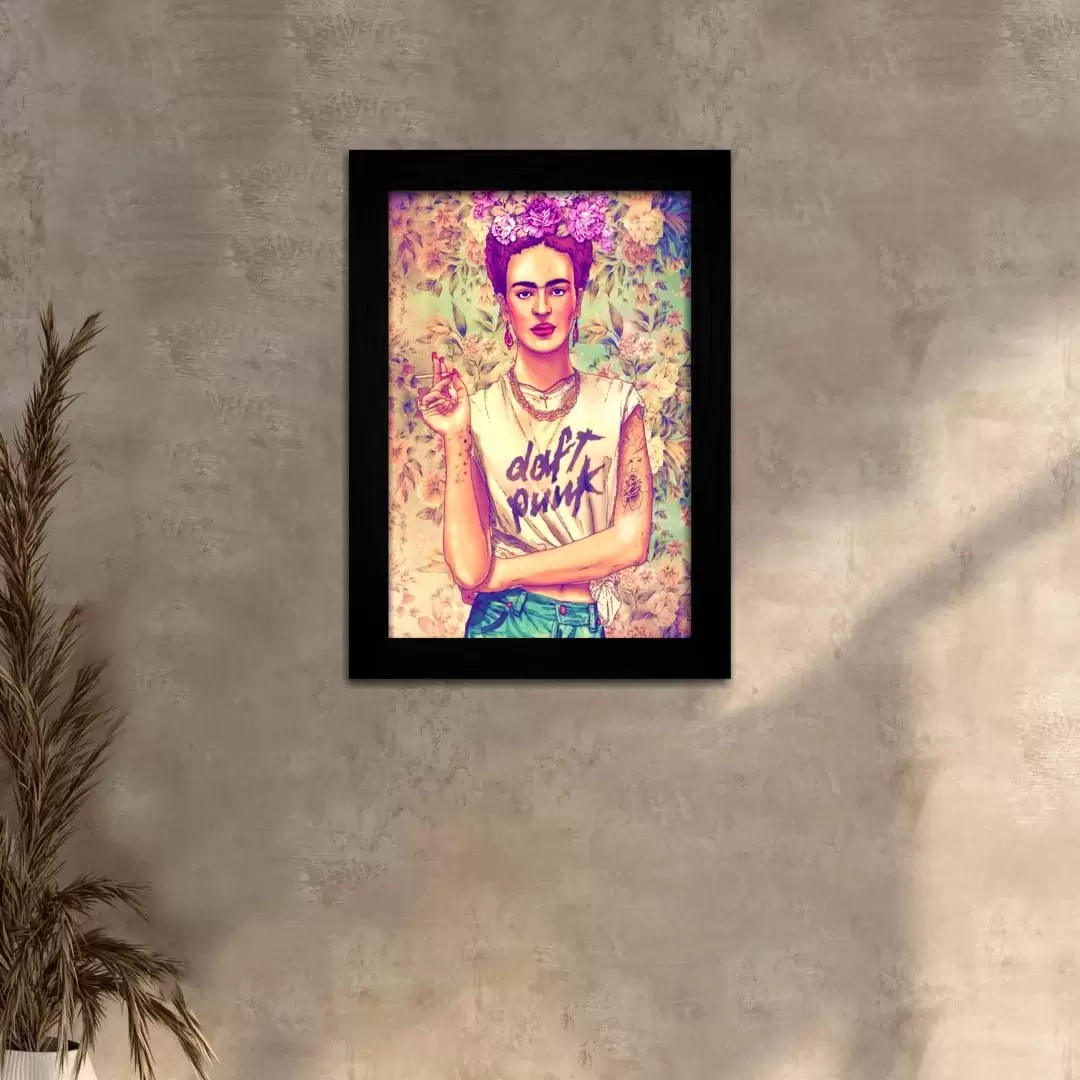 Quadro Decorativo Frida Kahlo-Art - Moldura Preta -