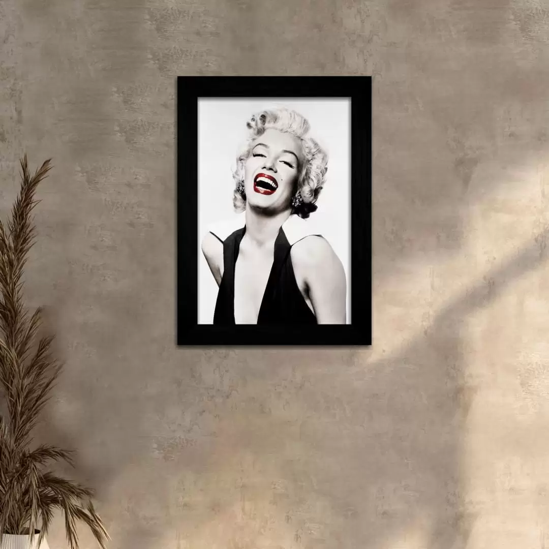 Quadro Decorativo Monroe Sorrindo - Moldura Preta - Quadro Decorativo Monroe Sorrindo - Moldura Preta -