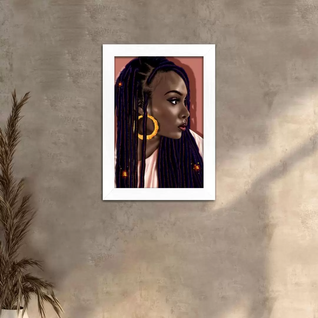 Quadro Decorativo Mulher Negra-Tranças - Imagem 2