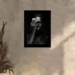 Quadro Decorativo Mulher Negra-Tapa-Olho - Moldura Preta -