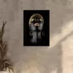 Quadro Decorativo Mulher-Negra de Ouro - Moldura Preta -